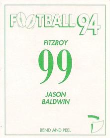 1994 Select AFL Stickers #99 Jason Baldwin Back